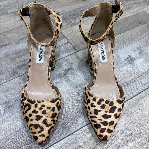 Steve Madden Dainna Cow Hair Ankle Strap Heels - Picture 4 of 7